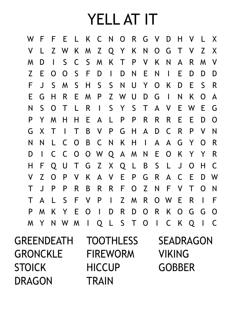 YELL AT IT Word Search