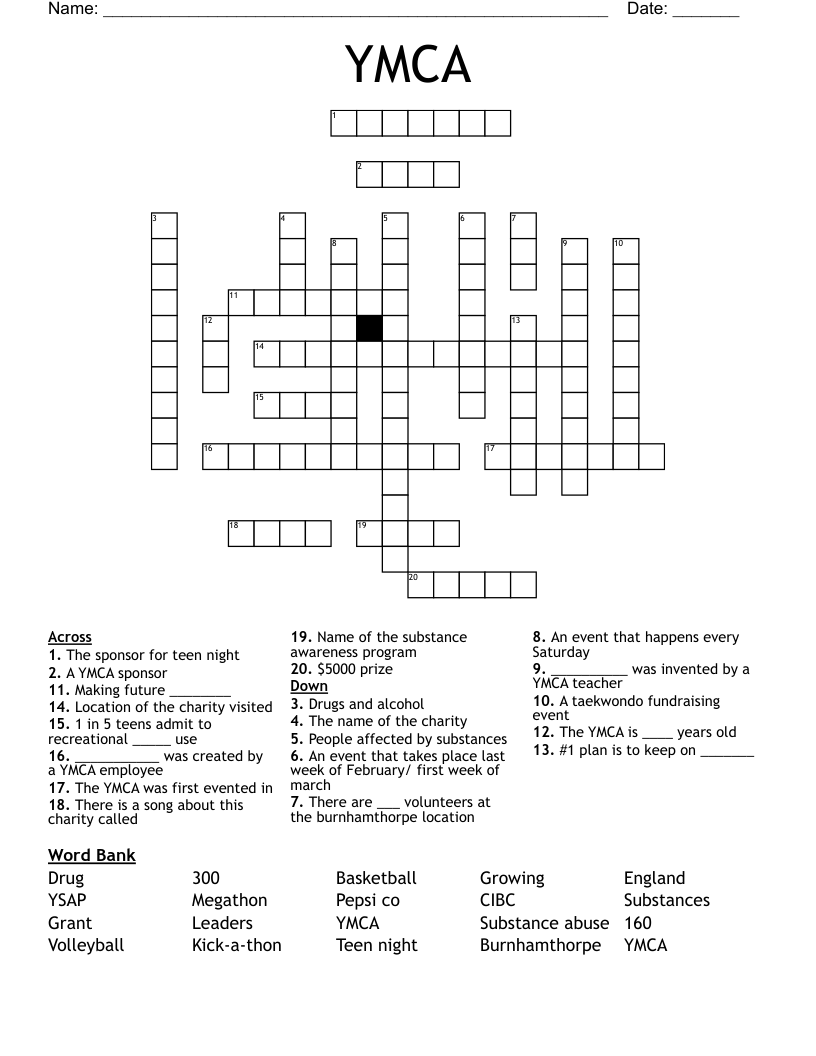 YMCA Crossword