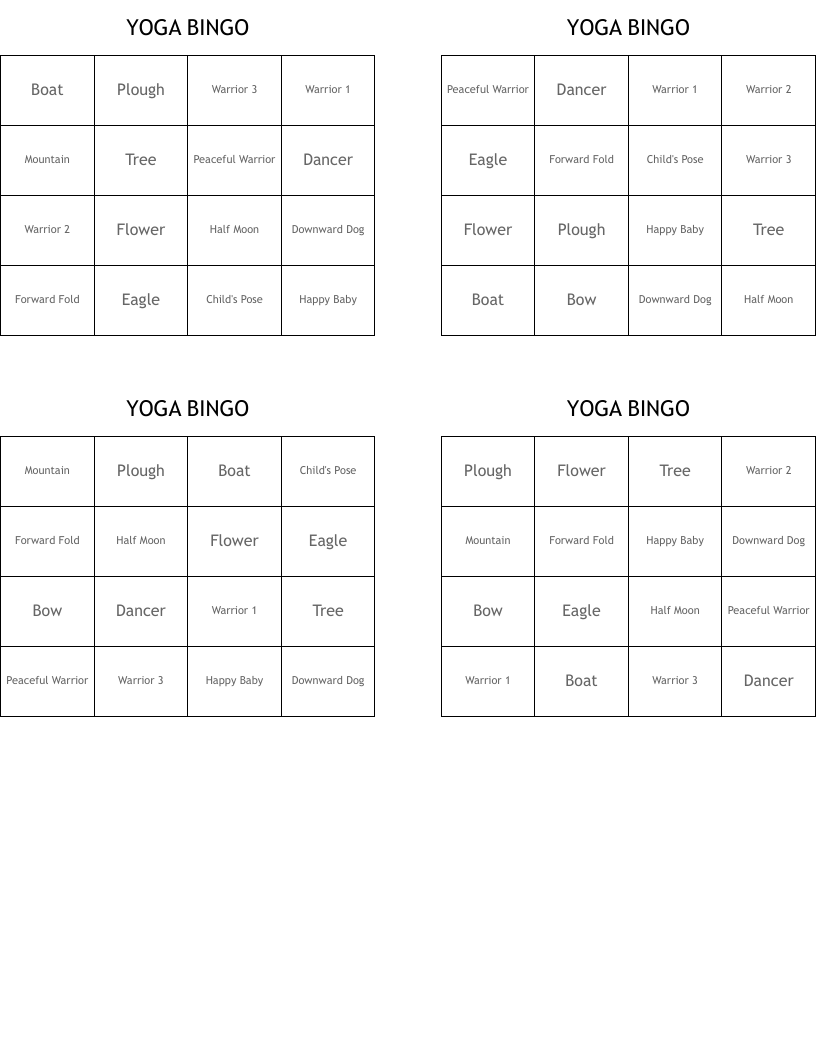 YOGA BINGO