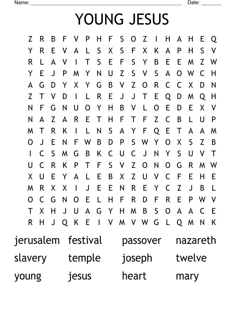 YOUNG JESUS Word Search