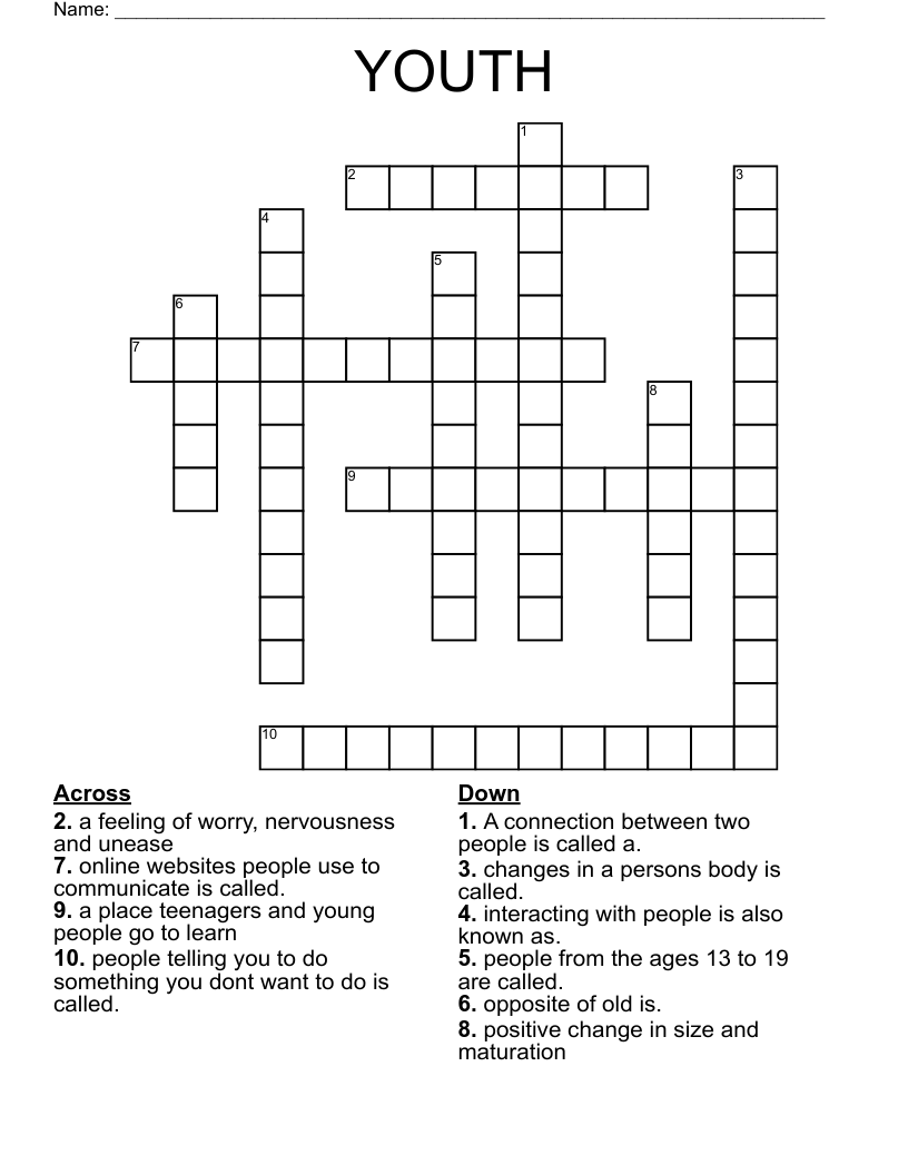 YOUTH Crossword