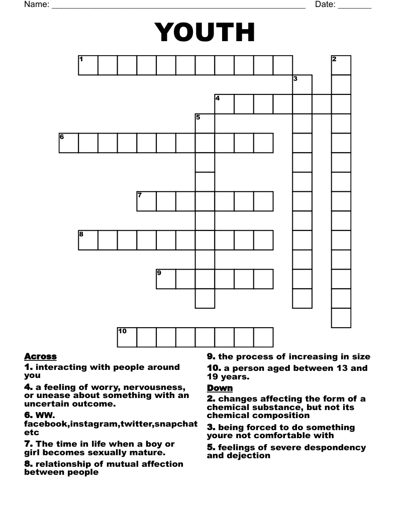 YOUTH Crossword