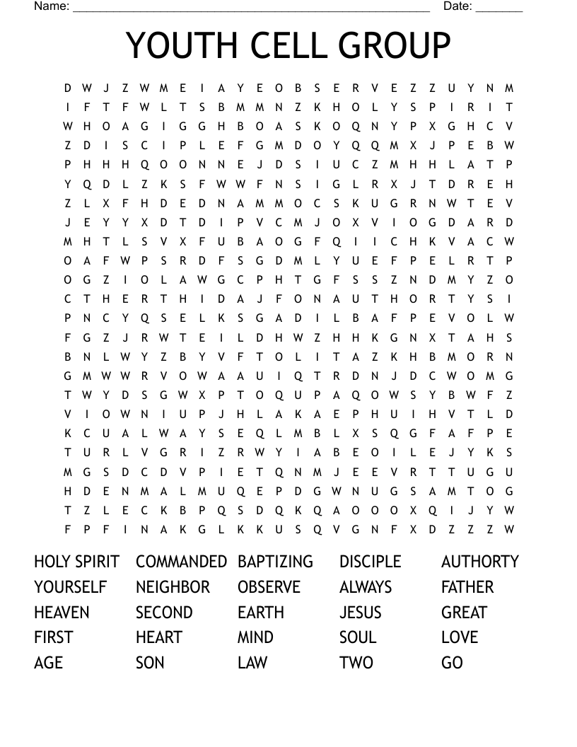 YOUTH CELL GROUP Word Search