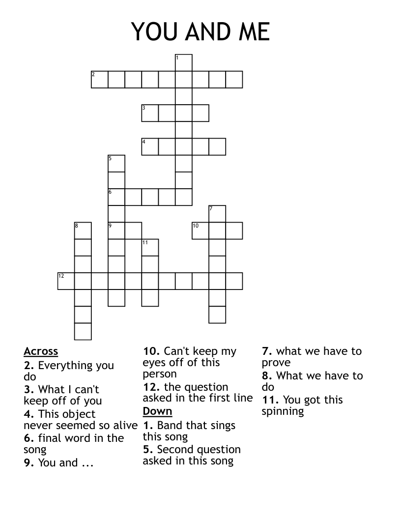 YOU AND ME Crossword