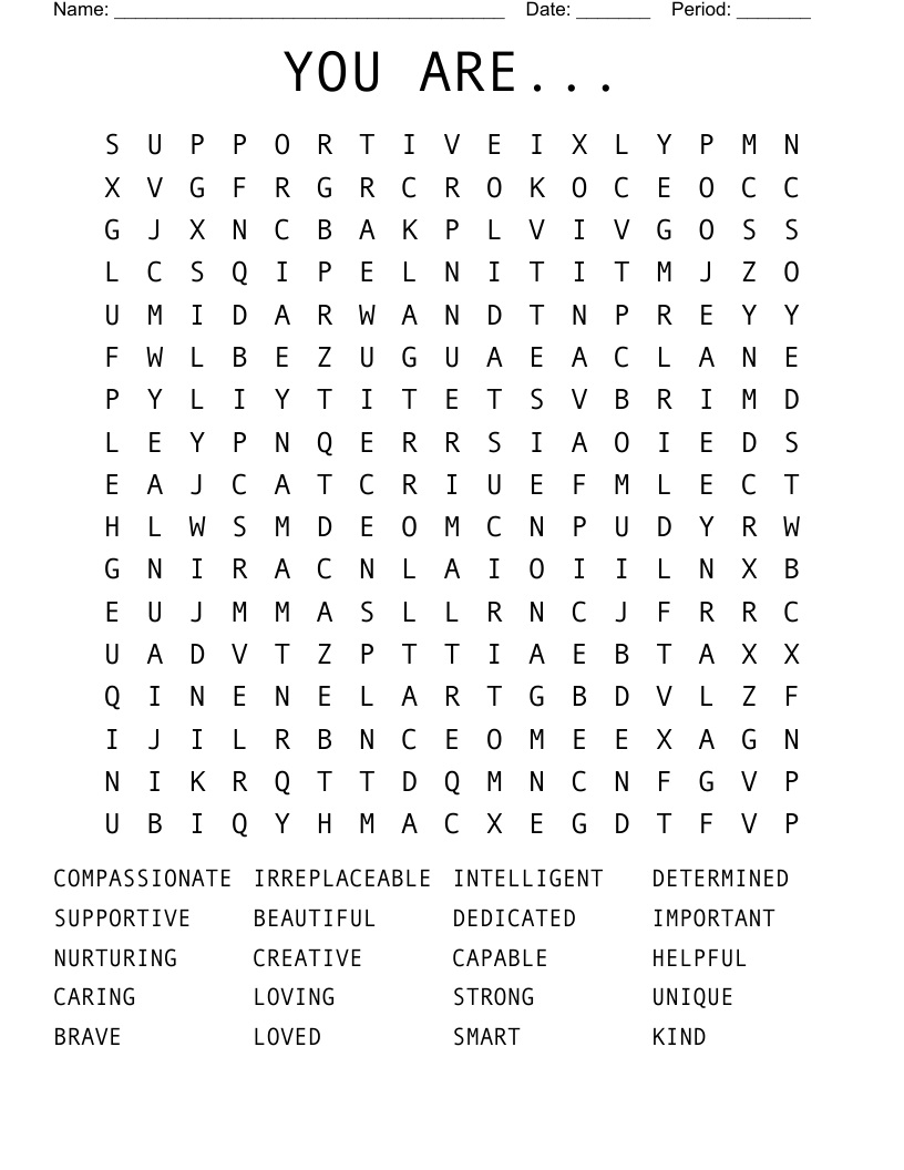 YOU ARE... Word Search