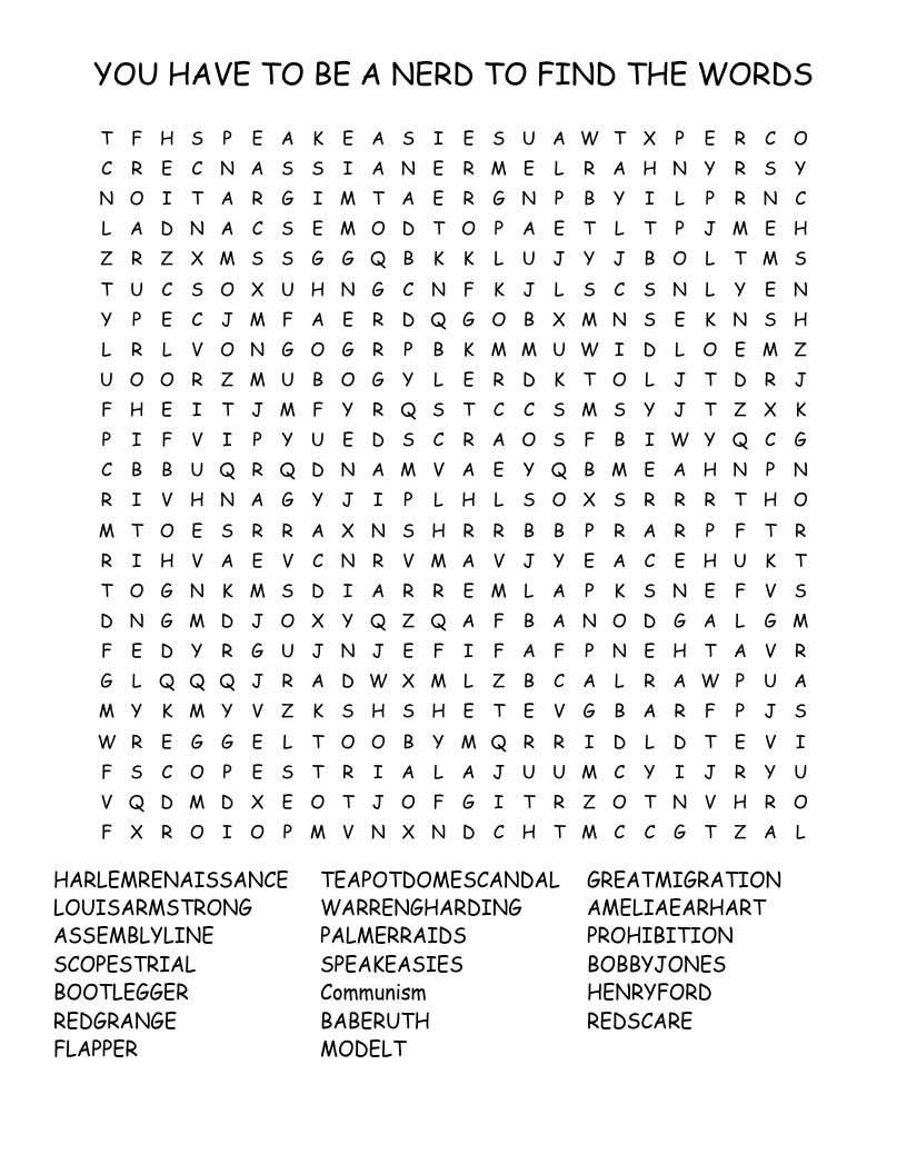 YOU HAVE TO BE A NERD TO FIND THE WORDS Word Search