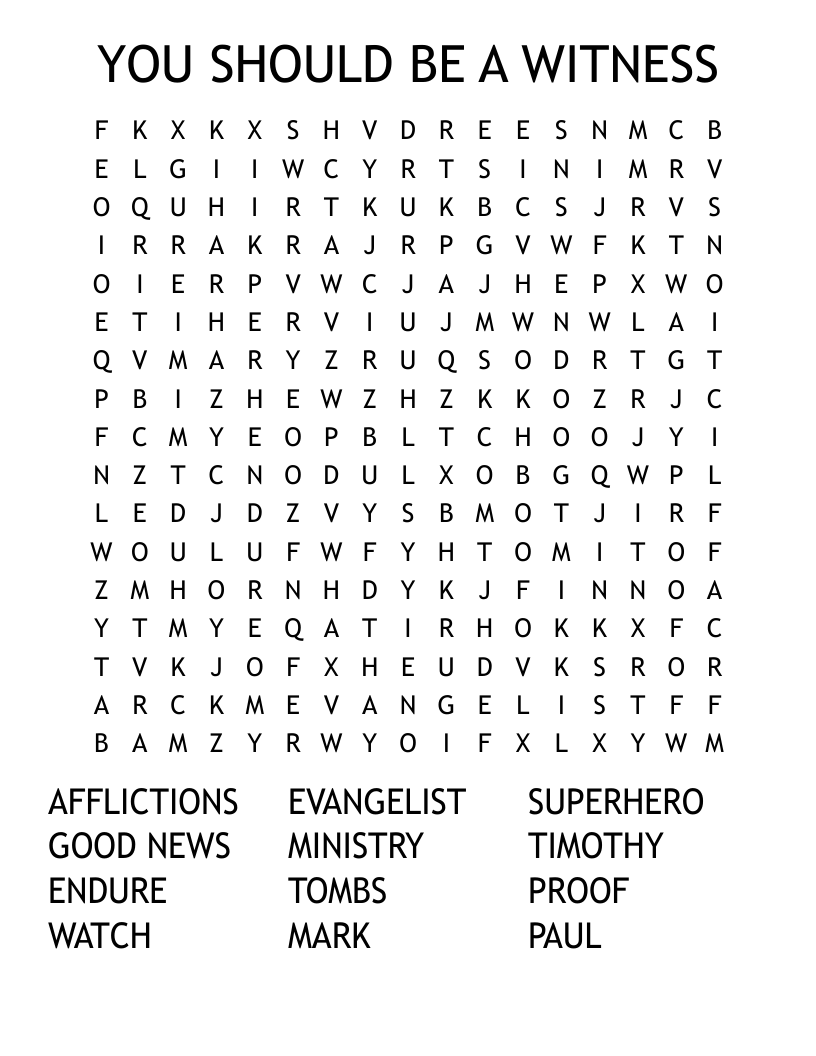YOU SHOULD BE A WITNESS Word Search