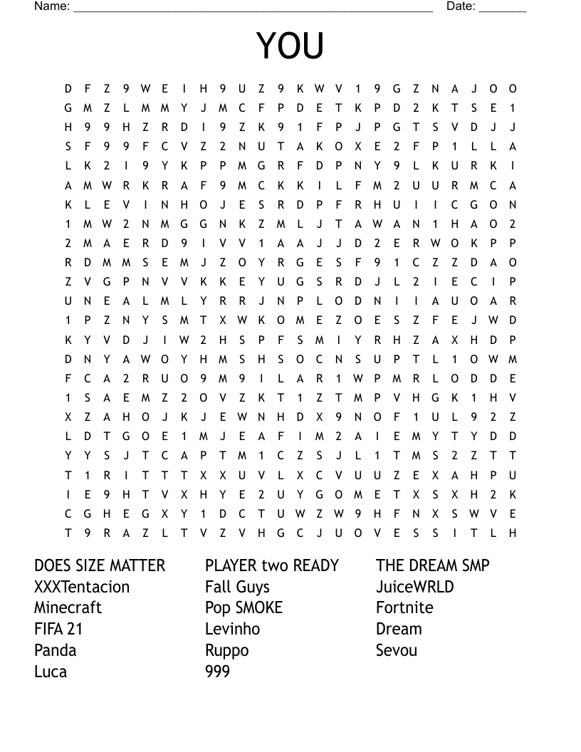 YOU  Word Search