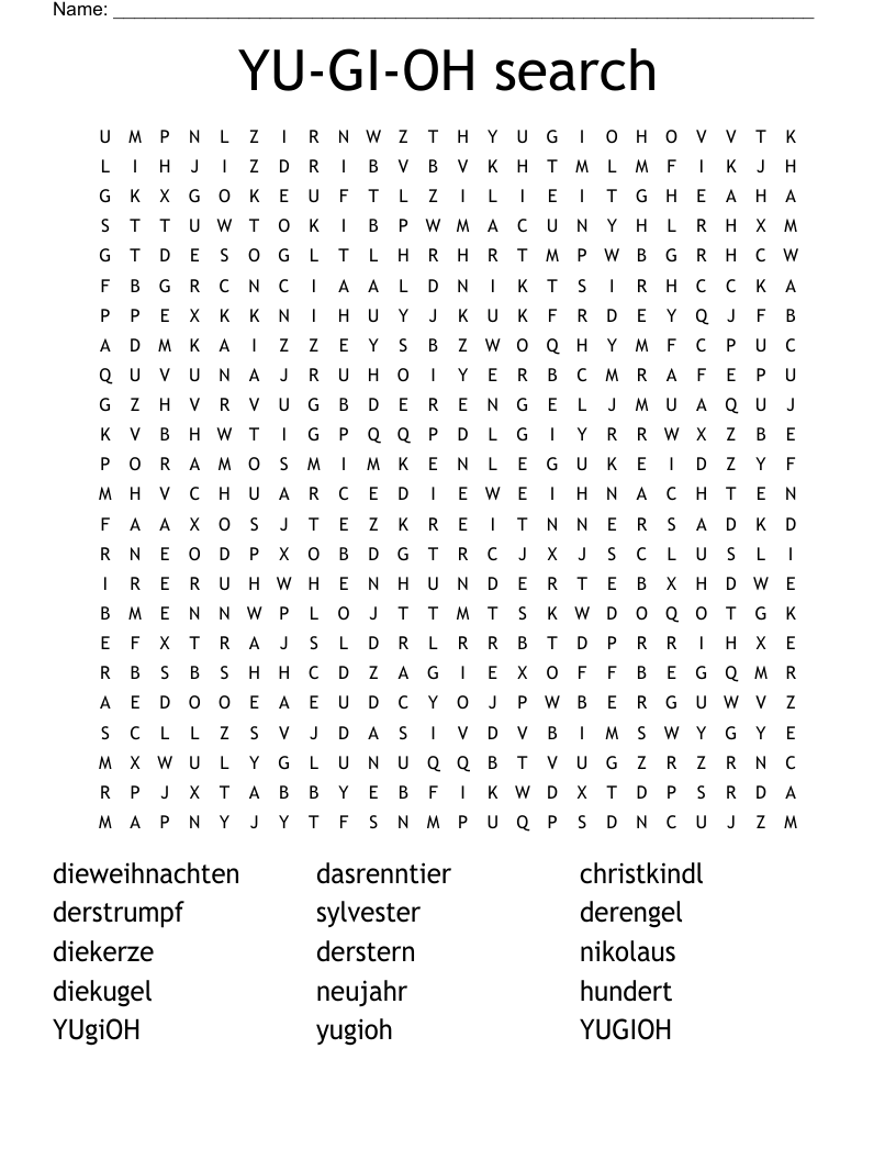 YU-GI-OH search Word Search