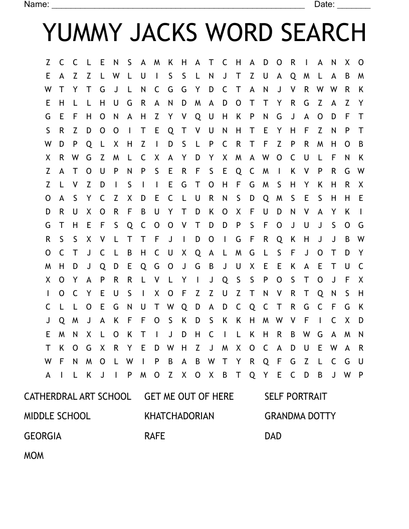 YUMMY JACKS WORD SEARCH