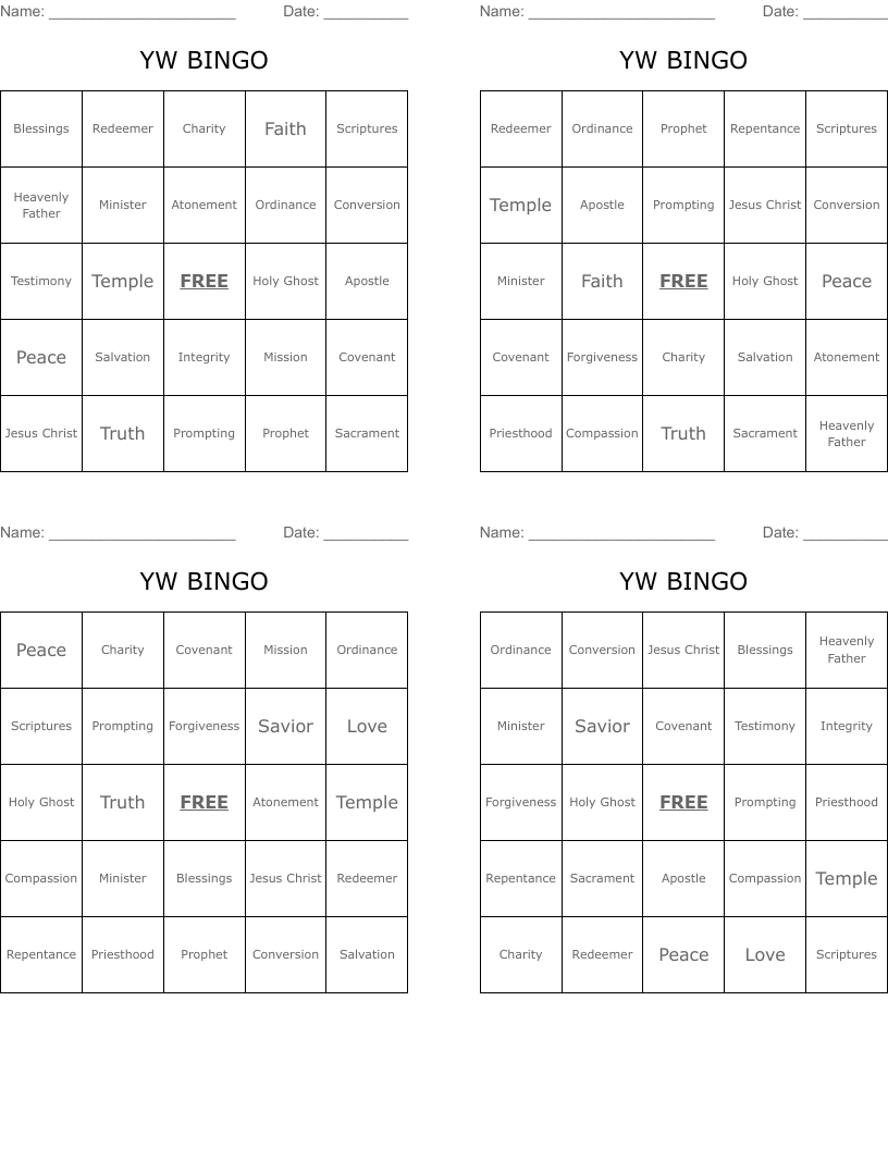YW BINGO