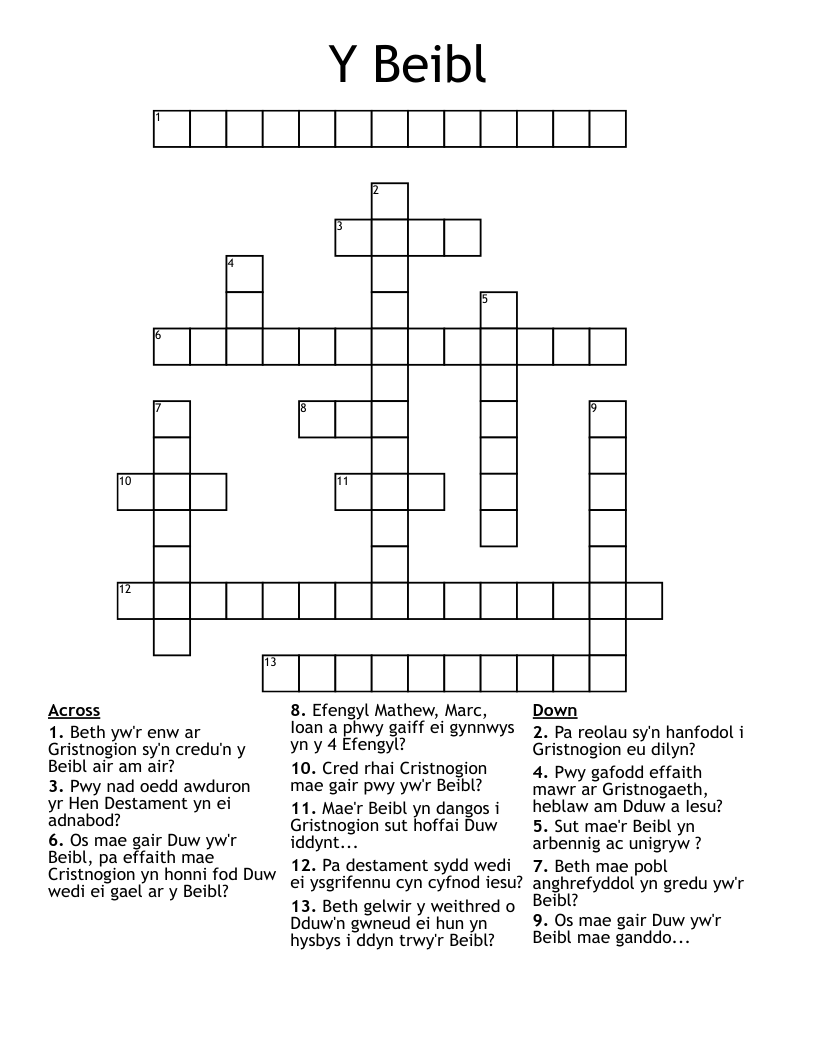 Y Beibl Crossword