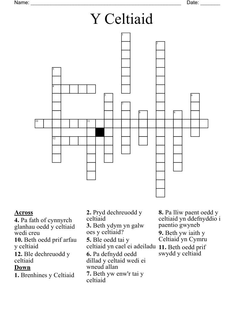 Y Celtiaid Crossword