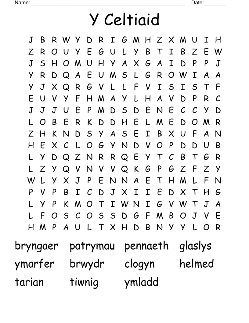 Y Celtiaid Word Search