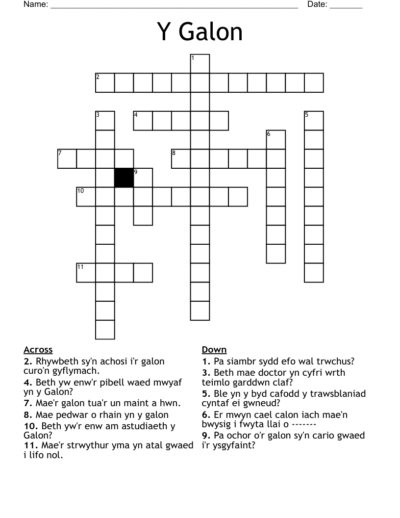 Y Galon Crossword