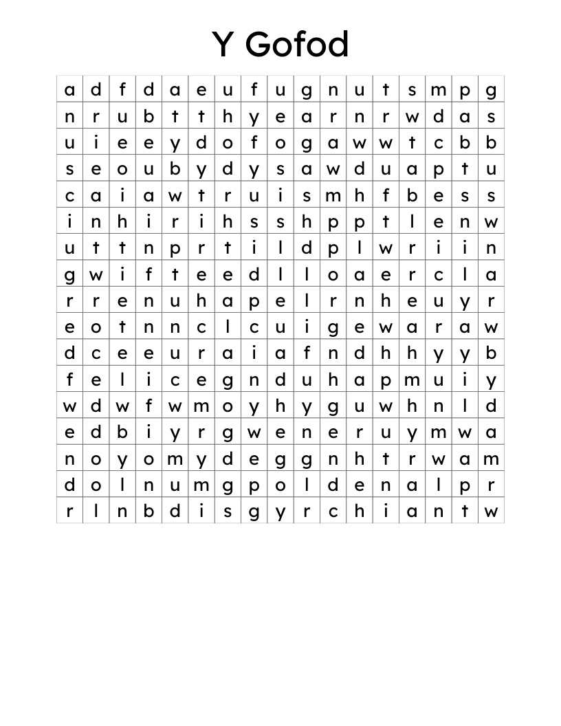 Y Gofod Word Search