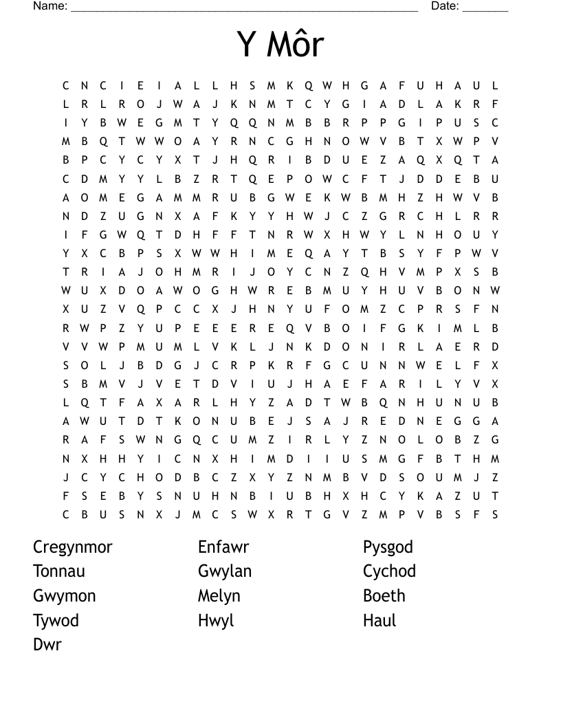 Y Môr Word Search