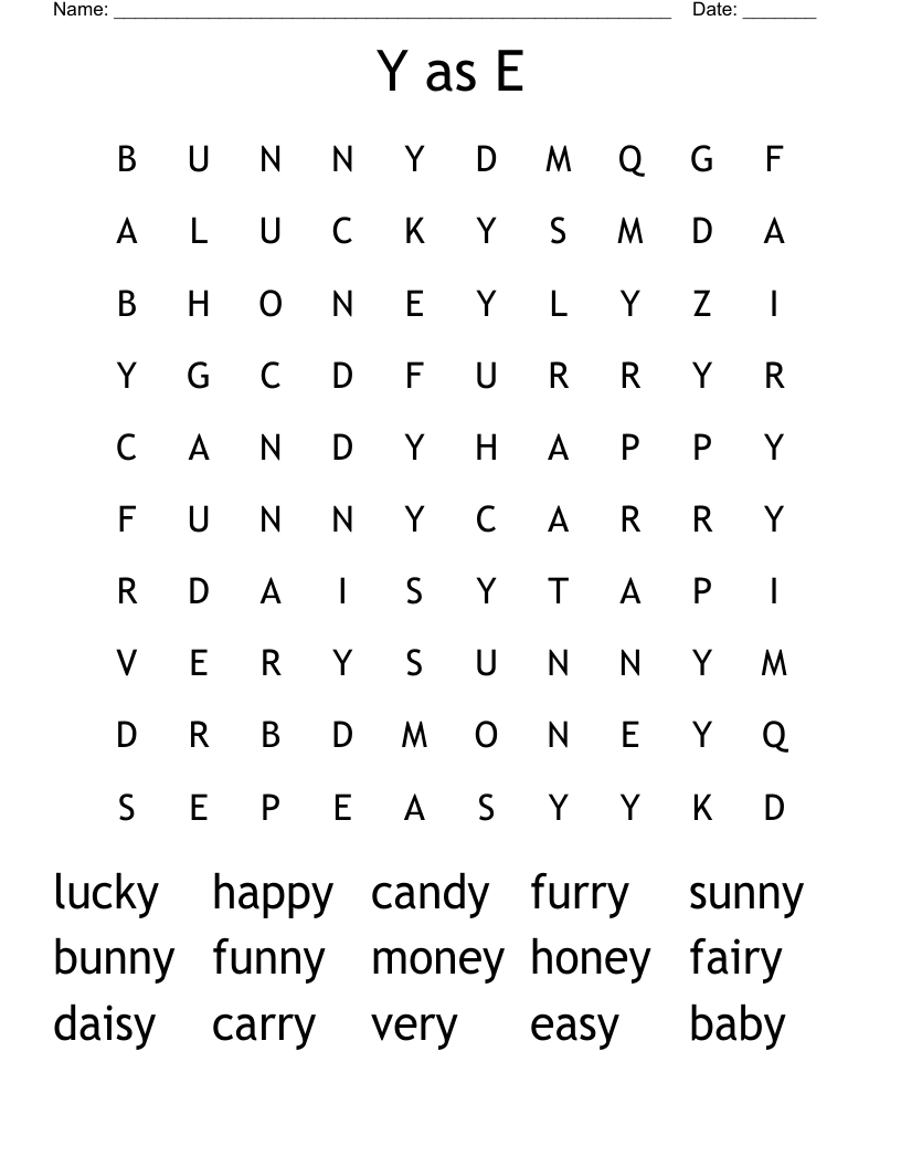 Y as E Word Search