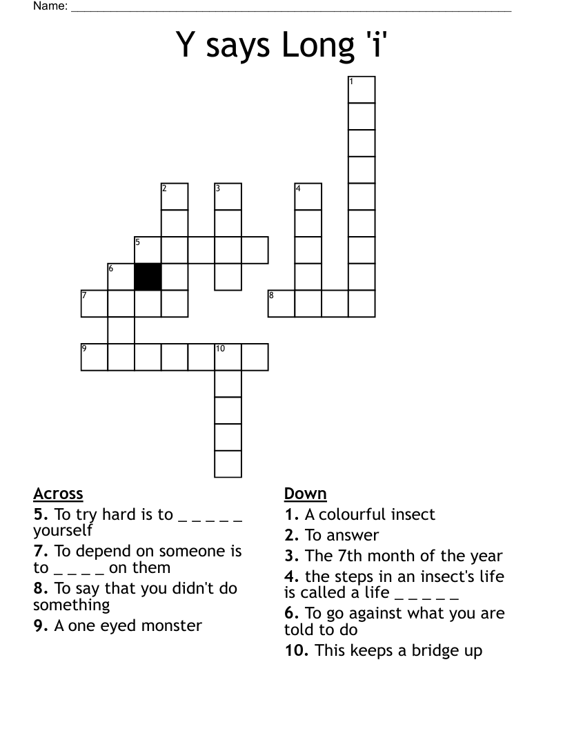 Y says Long 'i' Crossword