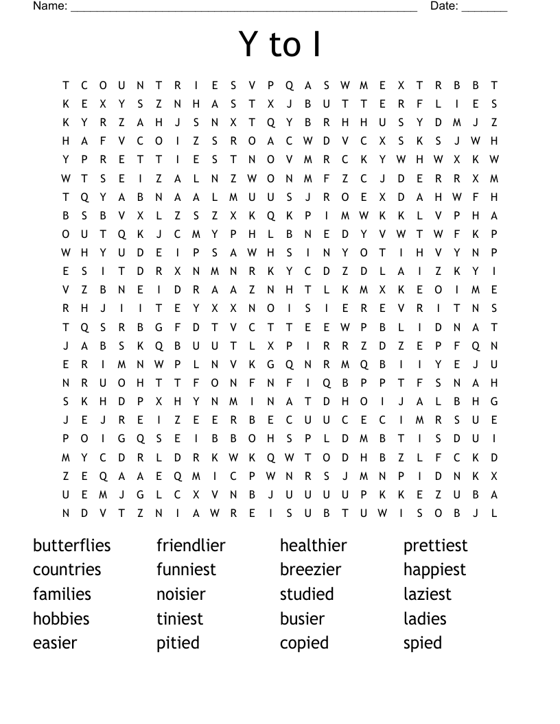 Y to I Word Search