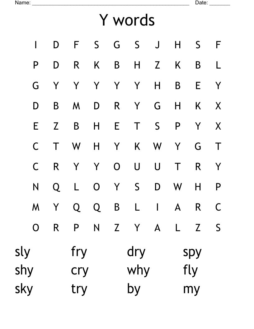 Y words Word Search