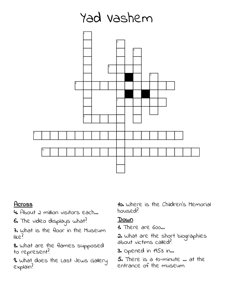 Yad Vashem Crossword