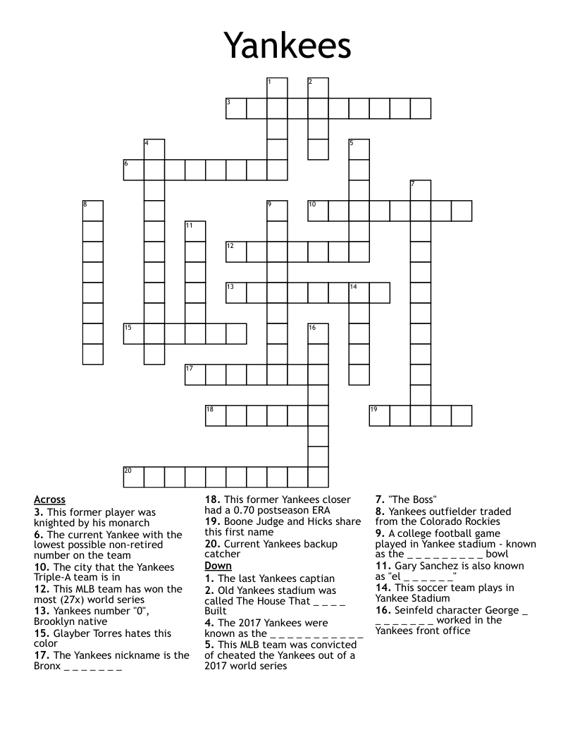 Yankees Crossword