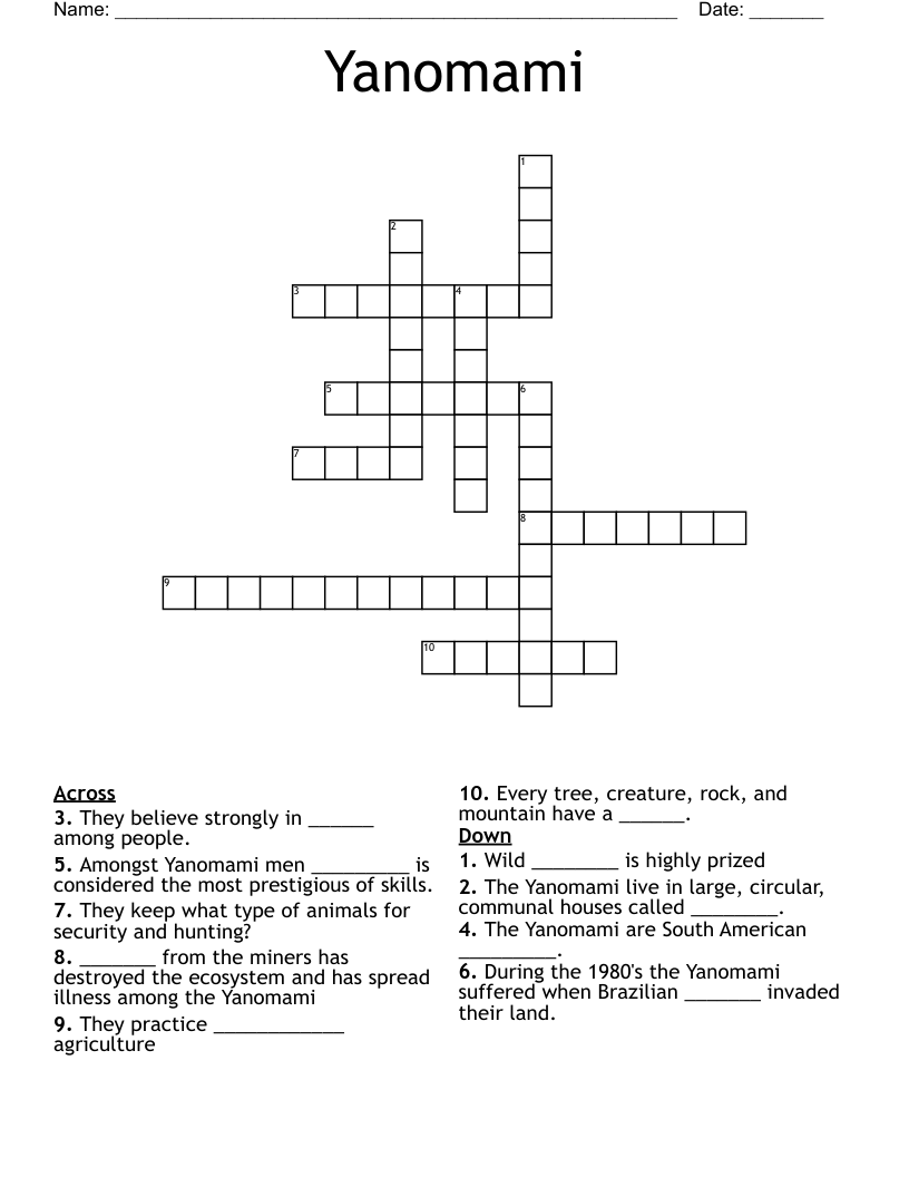 Yanomami Crossword