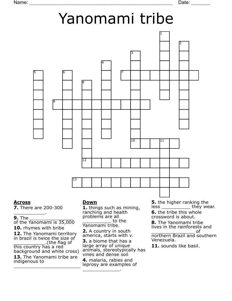 Yanomami tribe Crossword