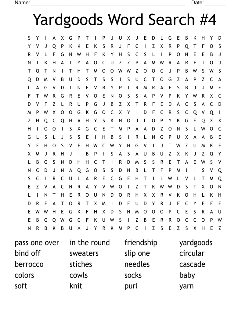 Yardgoods Word Search #4