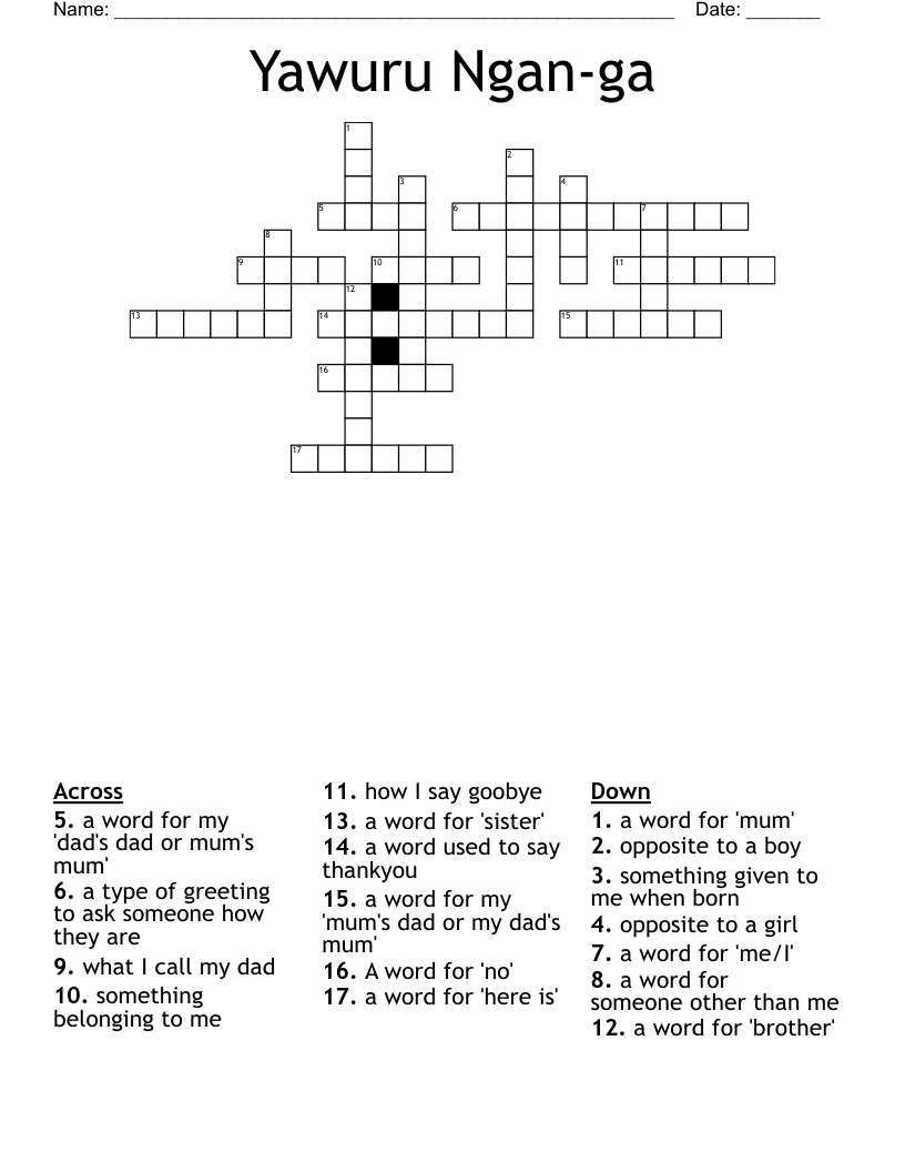 Yawuru Ngan-ga Crossword