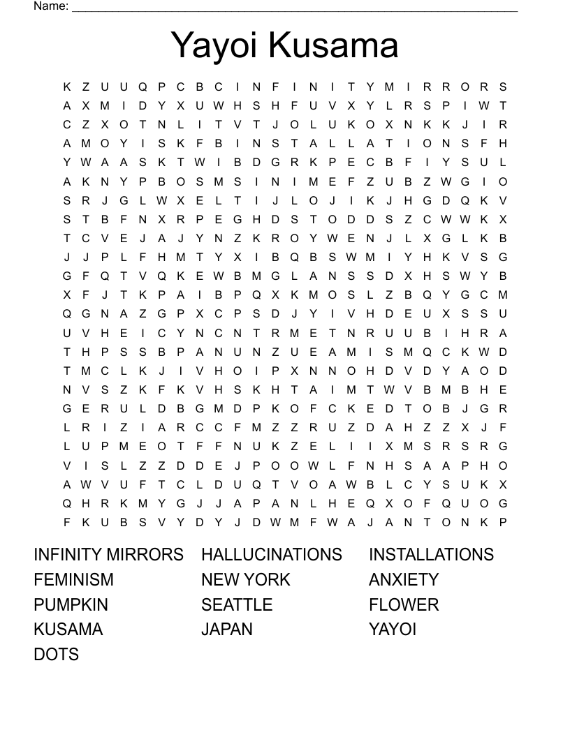 Yayoi Kusama Word Search