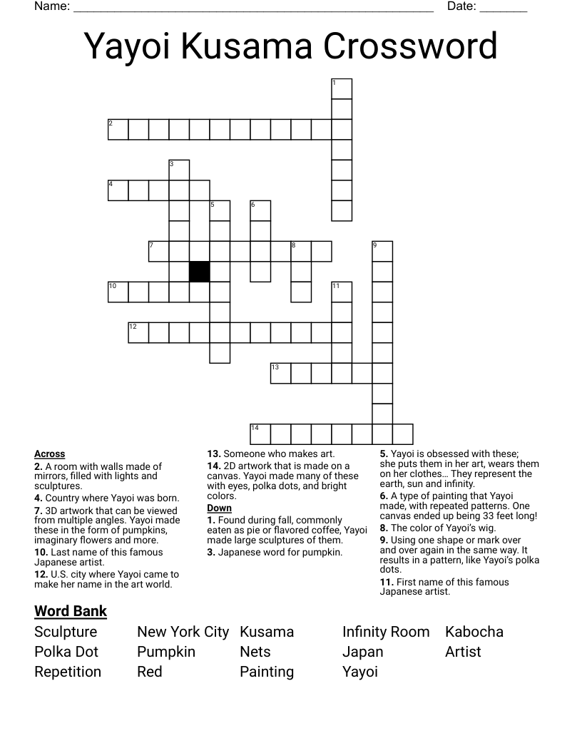 Yayoi Kusama Crossword