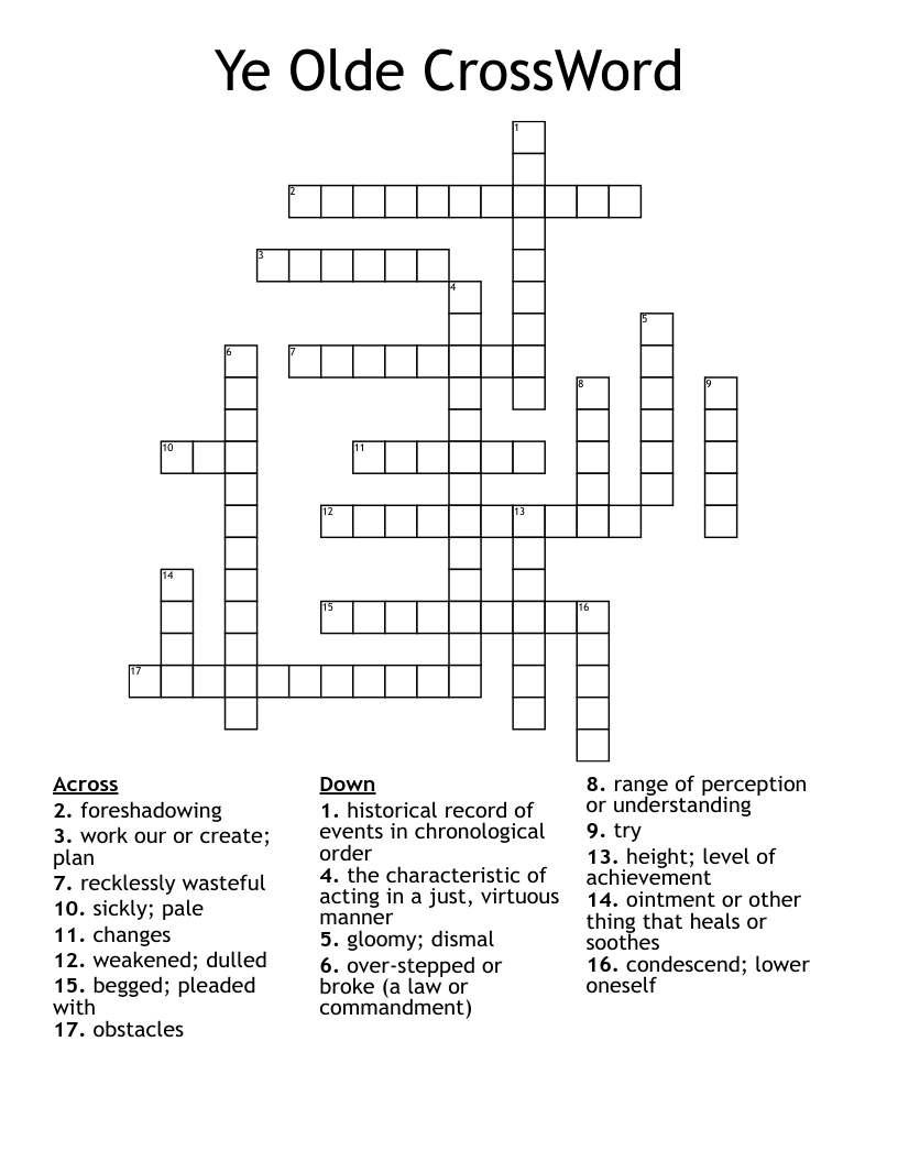 Ye Olde CrossWord 