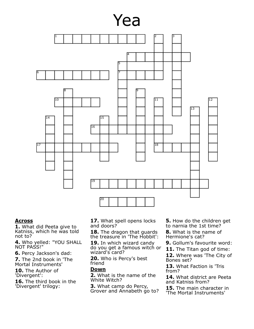 Yea Crossword