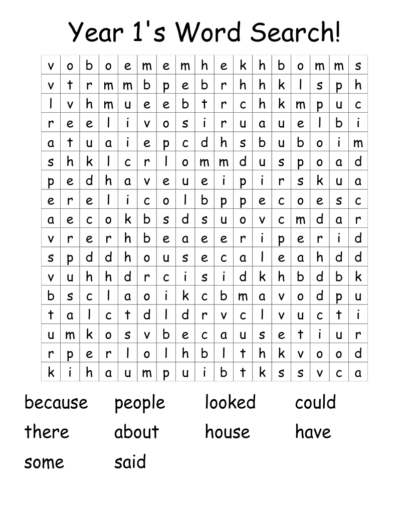 Year 1's Word Search!