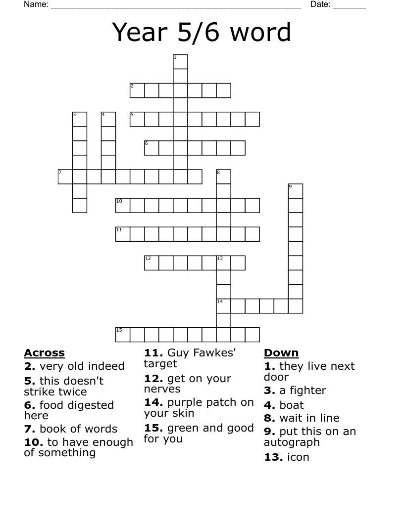 Year 5/6 word  Crossword