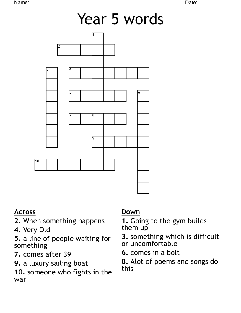 Year 5 words Crossword