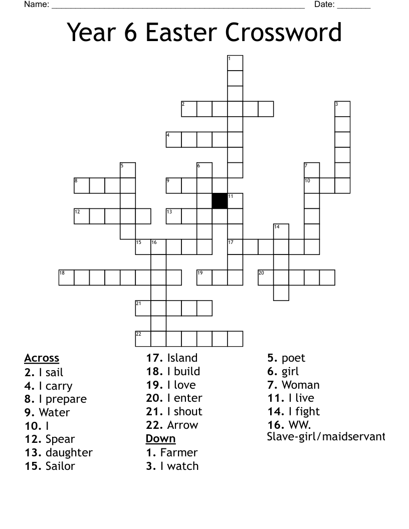 Year 6 Easter Crossword
