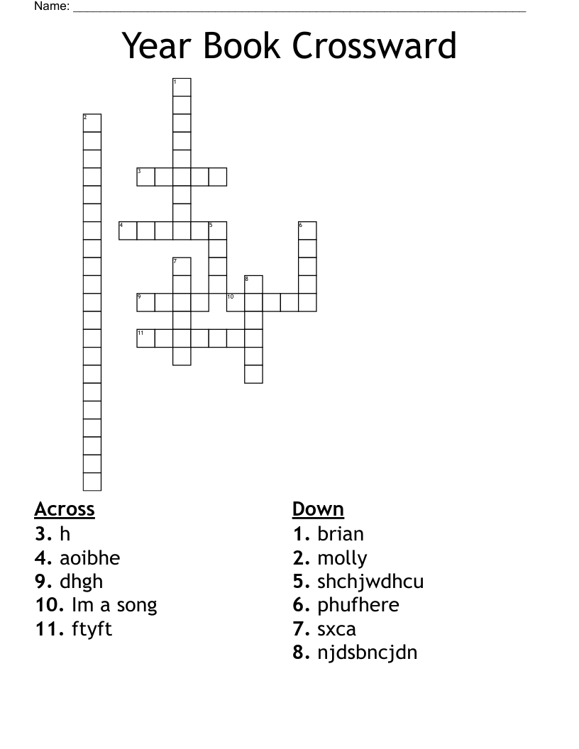 Year Book Crossward Crossword