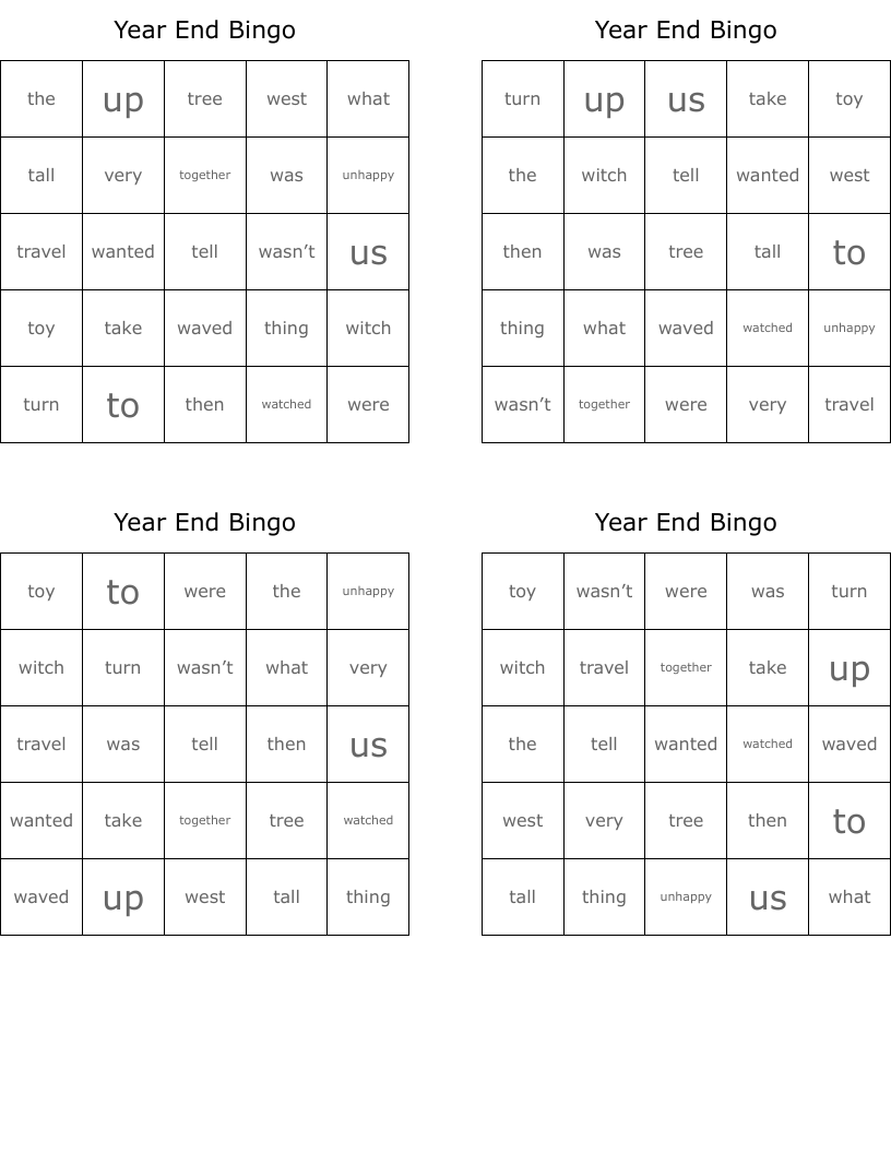 Year End Bingo
