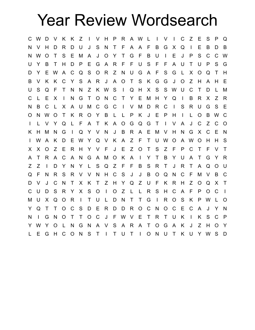 Year Review Wordsearch