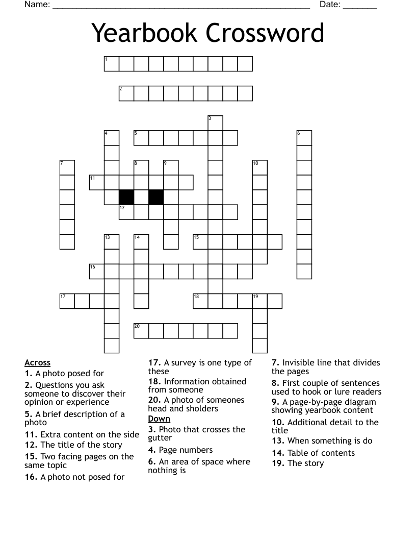 Yearbook Crossword