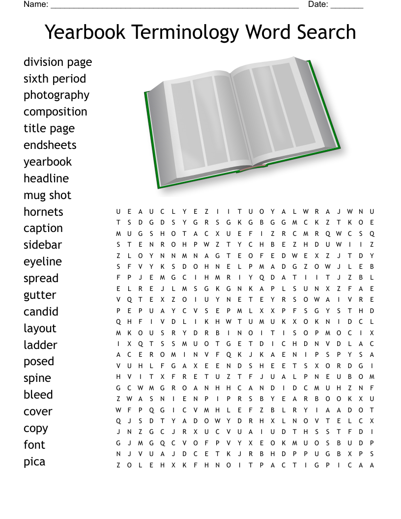 Yearbook Terminology Word Search 