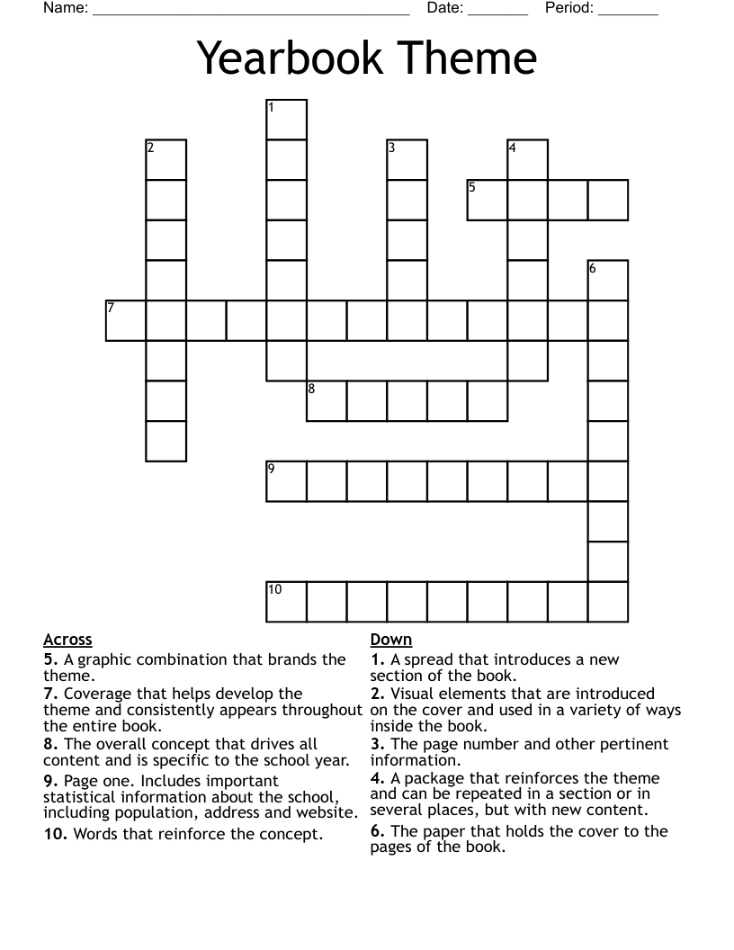 Yearbook Theme Crossword