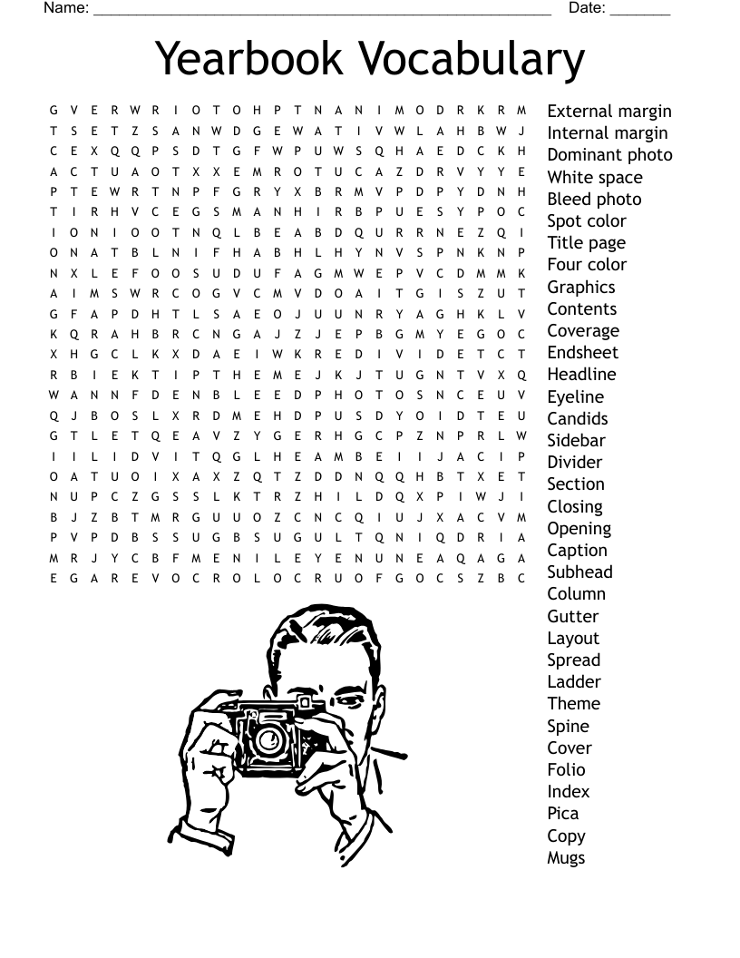 Yearbook Vocabulary Word Search