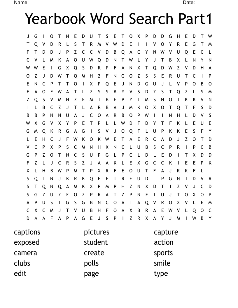 Yearbook Word Search Part1