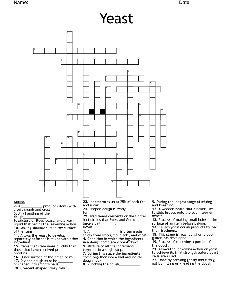 Yeast Crossword