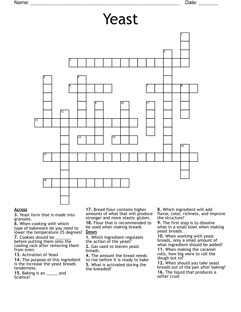Yeast Crossword