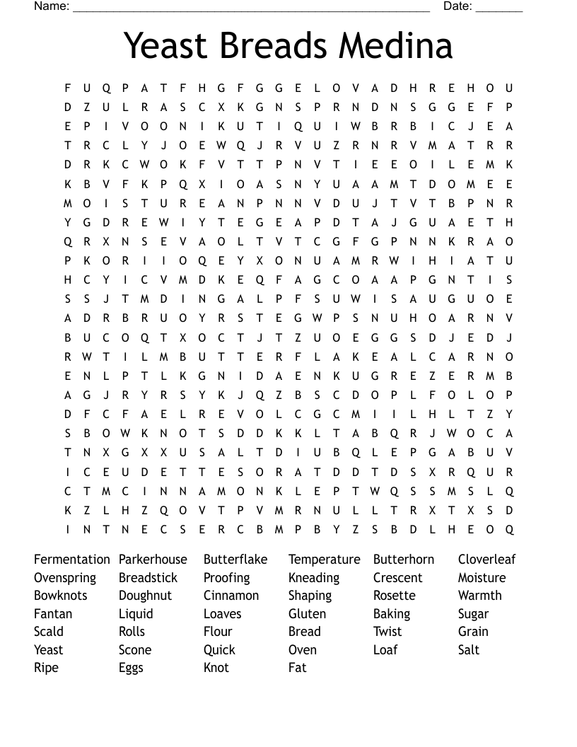 Yeast Breads Medina Word Search